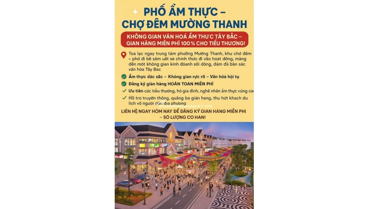 Chợ đêm Mường Thanh bố đi bộ trung tâm văn hoá và giao thương
