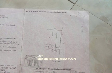 Bán Gấp Đất F0 Giá Đẹp Hơn 1tỷ7 Cho 100m2, SHR Hóc Môn, Khu Vực Đông Dân Cư, Thuận Tiện Đi Lại