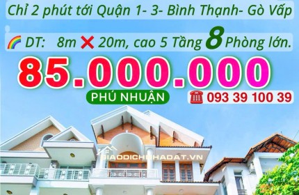 Thuê nguyên căn MẶT TIỀN đường hoa Phan Xích Long- 160m2- 5 tầng 8 Phòng: 85 Triệu. LH: 0933910039