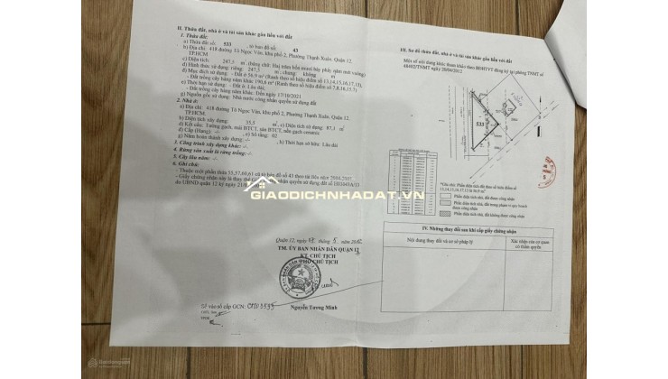 Bán kho, nhà xưởng tại mặt tiền đường Tô Ngọc Vân, 1500m2, Q12, HCM - giá cực chất
