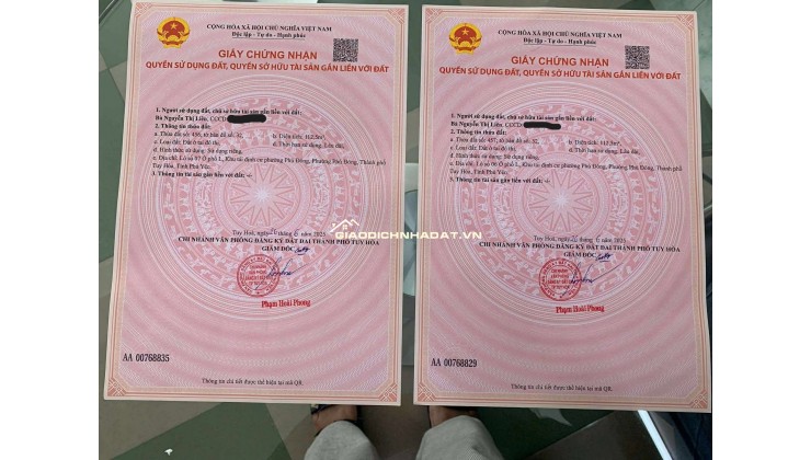 CHÍNH CHỦ CẦN BÁN GẤP LÔ ĐẤT ĐÔI SIÊU ĐẸP - MẶT TIỀN ĐƯỜNG TRẦN TOẠI, PHÚ YÊN
