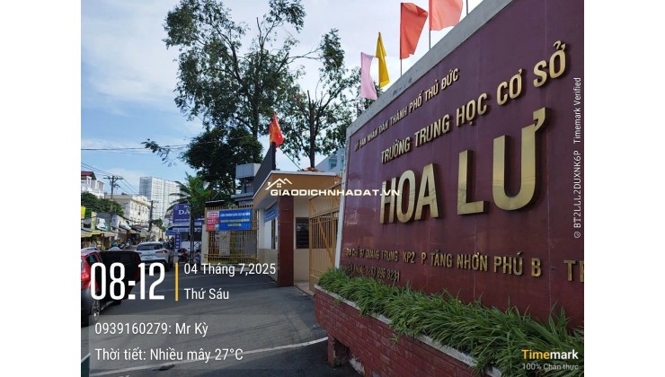 NHÀ 2 TẦNG NGAY TRƯỜNG HOA LƯ, 5PN, HẺM XE HƠI 7 CHỖ. 51TR/M2,