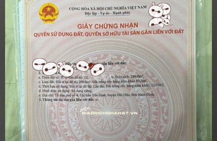 Chính Chủ Cần Bán Nhà Hải Hậu Nam Định Giá 9.8 Tỷ