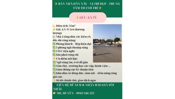  BÁN NHÀ DÂN XÂY – VỊ TRÍ ĐẸP – TRUNG TÂM THANH TRÌ 