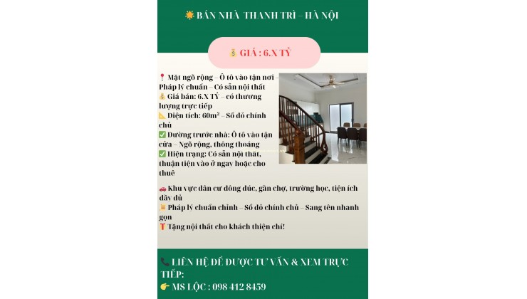  BÁN NHÀ – THANH TRÌ – HÀ NỘI - DIỆN TÍCH 61M2 