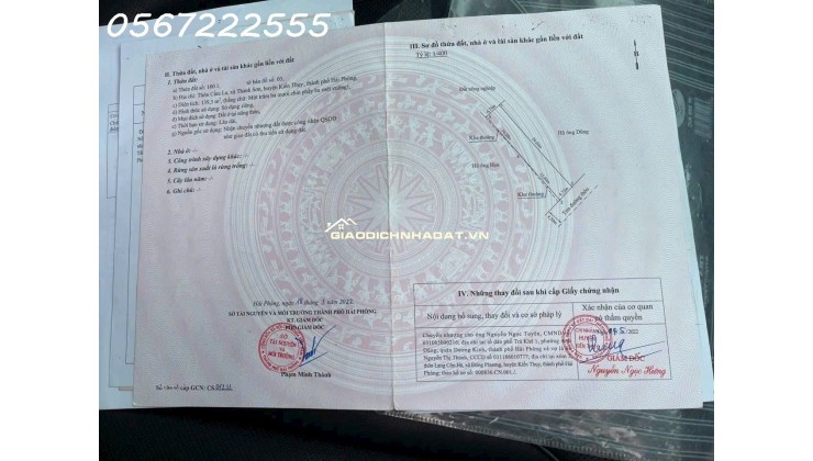 Bán đất Cẩm La, xã Thanh Sơn, huyện Kiến Thụy, Hải Phòng.