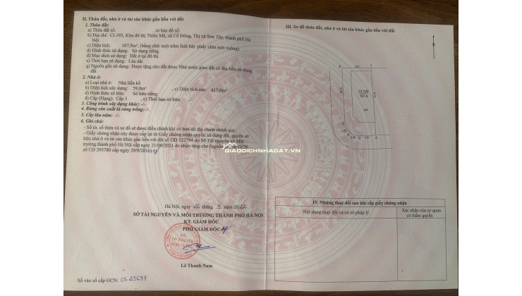 Bán gấp căn biệt thự liền kề kđt Thiên Mã - Cổ Đông - Sơn Tây