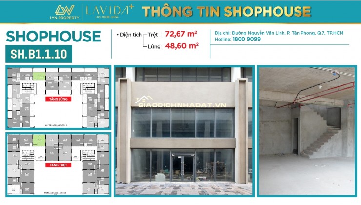CHO THUÊ SHOPHOUSE MẶT TIỀN LAVIDA PLUS – QUẬN 7 DIỆN TÍCH TỪ 100M2