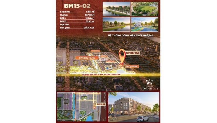  [CĂN SIÊU PHẨM – BM15-02] 
 Vị trí ĐẮC ĐỊA – Đối diện BBQ Park, vài bước ra Spring Park & khu thể thao ngoài trời.