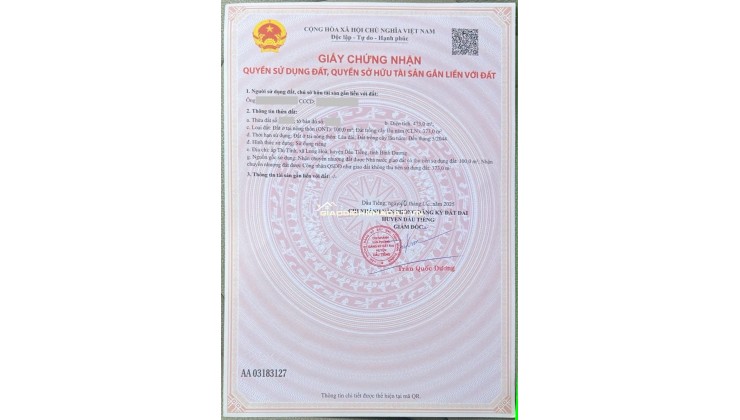 Lô góc ngay mặt tiền đường tỉnh ĐT750 nằm sát KCN giá 3,7tr/m2