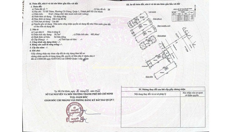 Bán Nhà Mặt Tiền 73 Đề Thám , Phường Cô Giang , Quận 1