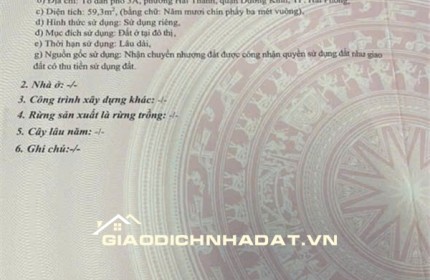 Bán nhà Hải Thành, Dương Kinh – ngõ ô tô tận cửa, gần biển Đồ Sơn