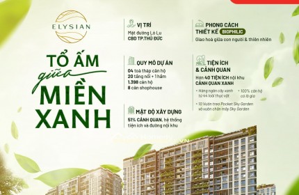 Căn hộ Elysian quận 9, rổ hàng đa dạng các căn từ 1,2,3PN giá tốt view đẹp, mua ngay trực tiếp CĐT, CK 8%, Thanh toán 5% ký HĐMB