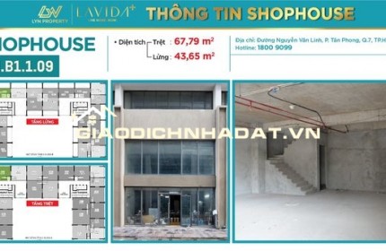 CHO THUÊ SHOPHOUSE MẶT TIỀN LAVIDA PLUS – QUẬN 7 DIỆN TÍCH TỪ 100M2