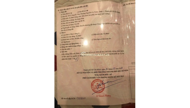 Bán nhà 1 lầu 387/2 đường Nguyễn Trãi, P. Nguyễn Cư Trinh, Q1
