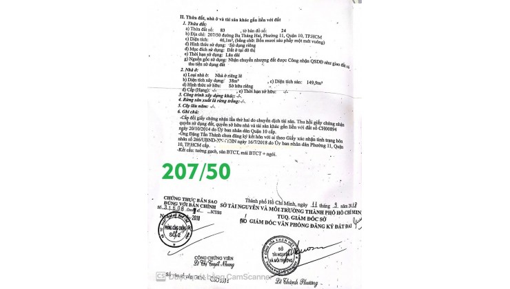 Bán Nhà Hẻm Xe Hơi 207/50-52 Đường 3 Tháng 2 ,P.11, Q.10
