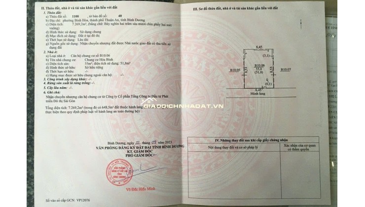 BÁN VÀ CHO THUÊ CĂN HỘ CHUNG CƯ HÒA BÌNH TẠI THUÂN AN. LH:0375240793 HOẶC 0943242321
