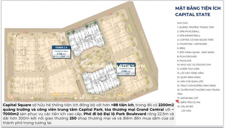 Căn hộ 1 phòng ngủ tại dự án Capital Square Đà Nẵng – Tòa C6 Kings Place