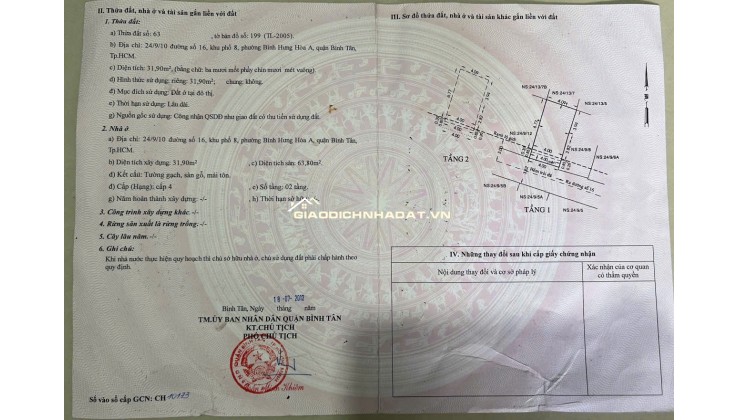 BÁN NHÀ KHU GÒ XOÀI GIÁP TÂN PHÚ, DT 4X8 NỞ HẬU 4.1, GIÁ CHỈ 3.57 TỶ. LH:0908693110.