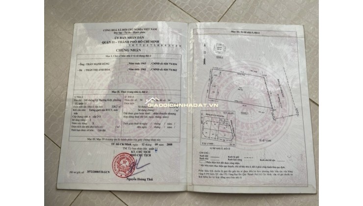 Chính Chủ Bán Mặt Tiền Lý Thường Kiệt, P.15, Q.11: DT 11.9x20m, Giá Tốt Chỉ 115 tỷ!