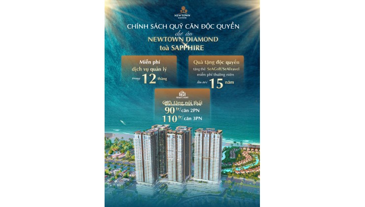 CĂN 2 PHÒNG NGỦ – TÒA SAPPHIRE - NEWTOWN DIAMOND ĐÀ NẴNG CHÍNH THỨC MỞ BÁN