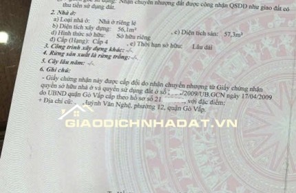 Bán nhà 4x16m, 1 Lầu – Mặt tiền Huỳnh Văn Nghệ, Gò Vấp – Chỉ 5.8 tỷ TL