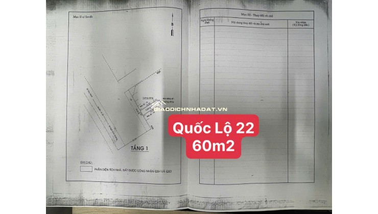 Bán nhà 60m2 mặt tiền Quốc Lộ 22 , Phường Trung Mỹ Tây Q12