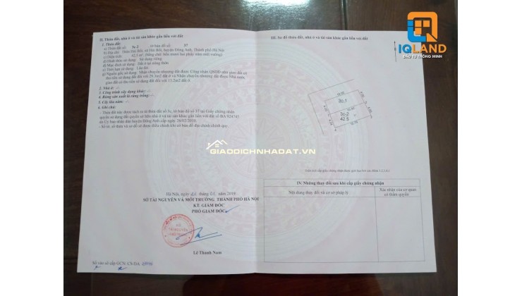 Bán đất Hải Bối Đông Anh Hn 42.5m2