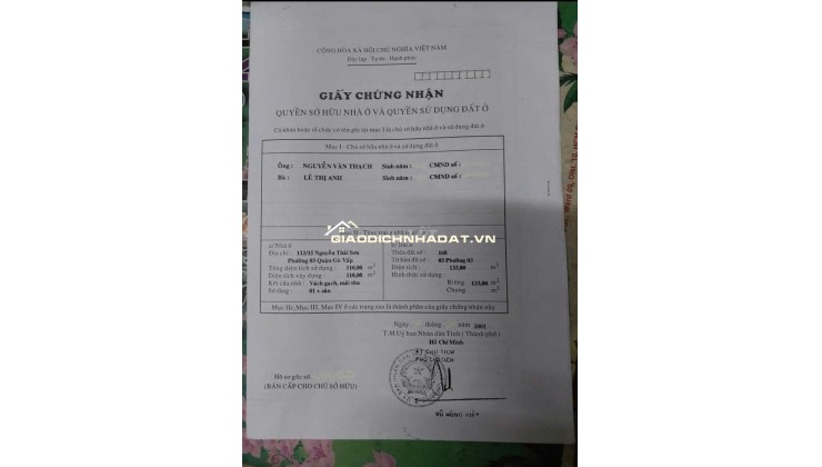 Bán nhà Nhà cấp 4 cũ, nở hậu, sổ hồng mặt tiền Nguyễn Tuân Gò Vấp