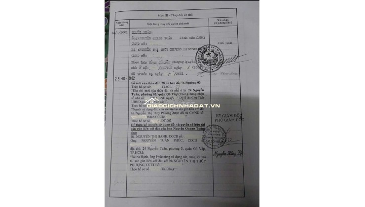 Bán nhà Nhà cấp 4 cũ, nở hậu, sổ hồng mặt tiền Nguyễn Tuân Gò Vấp