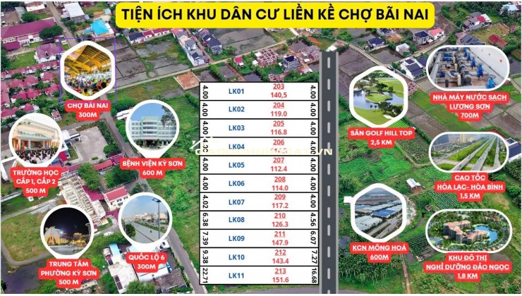 Đất sát đường QL6 Kỳ Sơn, Hòa Bình giá rẻ 460tr - 119m, mt 4m