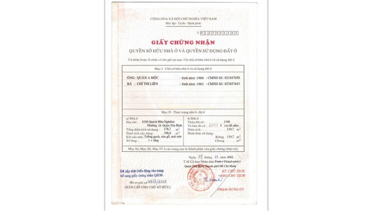 Bán nhà mặt tiền 3 lầu 5PN số 22 Quách Hữu Nghiêm Q.Tân Phú