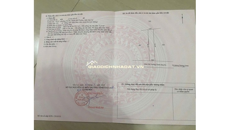 ĐẤT HẺM CHÍNH 308 TRƯỜNG CHINH LIỀN KỀ UBND P.HỘI PHÚ, CHỢ NƠ TRANG LONG
