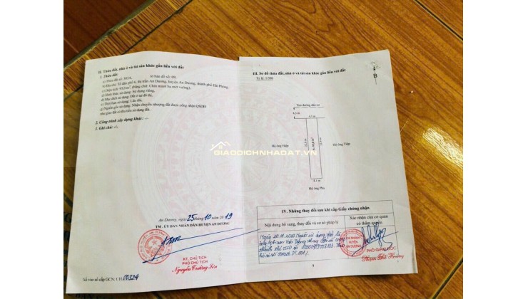 CẦN BÁN NHÀ 2 TẦNG - BÌA ĐỎ CHÍNH CHỦ - VỊ TRÍ ĐẸP - AN DƯƠNG, HẢI PHÒNG