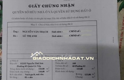 Bán nhà Nhà cấp 4 cũ, nở hậu, sổ hồng mặt tiền Nguyễn Tuân Gò Vấp
