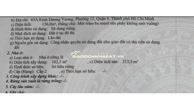 Chính chủ bán nhà mặt tiền Kinh Dương Vương vị trí siêu đẹp