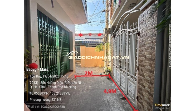 Bán nhanh nhà 2 tầng kiệt 356 Hoàng Diệu, Đà Nẵng.