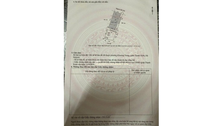 BÁN NHÀ VƯƠNG -THỪA VŨ – THANH XUÂN 86M2- MT 7,8M- 3 TẦNG – 13.5 TỶ