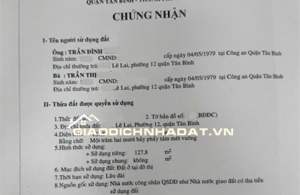 Bán nhà Lê Lai, khu Bàu Cát Tân Bình – 128m2, chỉ 9.5 tỷ