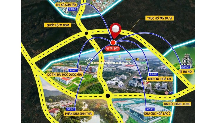 ĐẤT PHÚ CÁT,  ĐẦU TƯ - TÂM ĐIỂM CÔNG NGHỆ CAO HÒA LẠC, VỊ TRÍ SIÊU ĐẸP, GIÁ TỐT, NHỈNH 3 TỶ