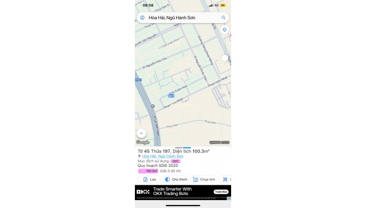 Bán đất đường TRẦN XUÂN HOÀ -Ngũ Hành Sơn , DT 100m2 giá 5ty9 LH 0942992361