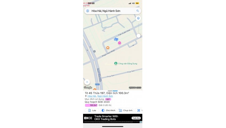 Bán đất đường TRẦN XUÂN HOÀ -Ngũ Hành Sơn , DT 100m2 giá 5ty9 LH 0942992361