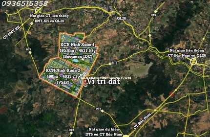 Lô đất 3 mặt tiền DT5 – ngang 65,5m – hơn 2.600m² tại Ninh Xuân, Ninh Hòa.