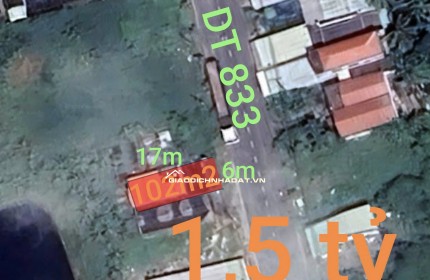 Bán hạ giá mặt tiền tỉnh Lộ 833 gần Quốc Lộ 50B giá 1,5 tỷ