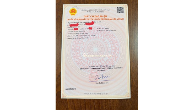 CHÍNH CHỦ CẦN BÁN LÔ ĐẤT FULL THỔ CƯ 210m2 ĐẦU TƯ SINH LỜI NGAY