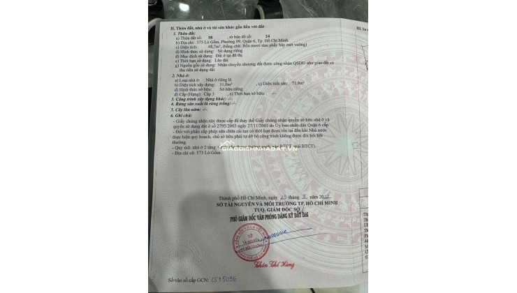 NHÀ 1 TRỆT 2 LẦU BÊ TÔNG CỐT THÉP. MẶT TIỀN LÒ GỐM GIÁ 6TỶ TL. LH:0933279273. 0908279273
