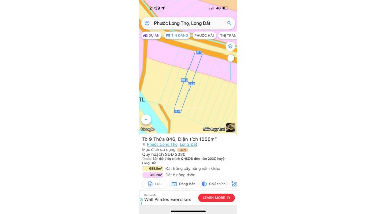 BÁN 2 LÔ LIÊN KỀ NGAY HỒ SUỐI MÔN - XÃ ĐẤT ĐỎ - TP HCM, CHỈ 3,8 TỶ 1 LÔ. LH:0707607272.