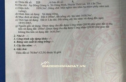 BÁN NHÀ ĐẤT 2 MẶT TIỀN LỘ TẠI TP CẦN THƠ, 1830M2 CHỈ 4.9 TỶ. LH;0901045679.