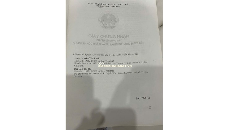 Bán nhà Đường Số 5 Bình Tân - 77,2m², 1 trệt 1 lửng, 1 lầu, 3PN