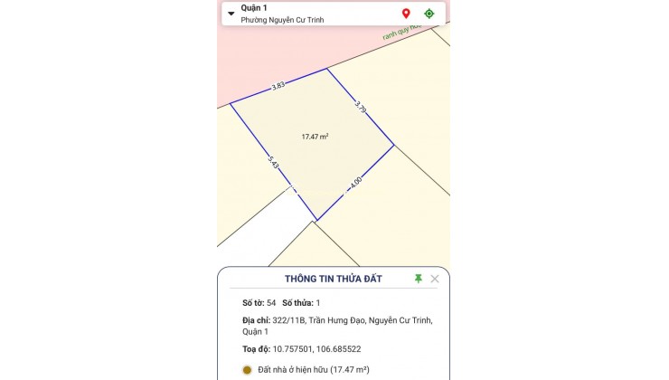 Bán nhà 1 trệt 1 lầu hẻm 322/ Trần Hưng Đạo P. Ng Cư Trinh Q1